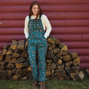 Duluth Heirloom Gardening Bib Overalls Women’s L Longhorn Print 35” Inseam
